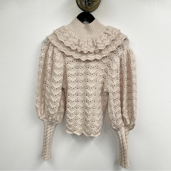 Zimmermann Cream Lace Turtleneck Sweater - Picture 2 of 5